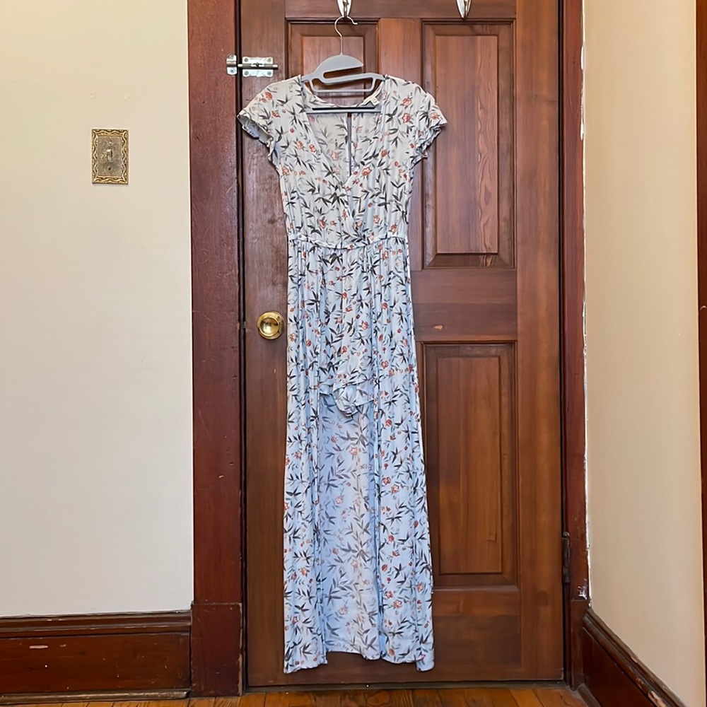 American Eagle Outfitters Light Blue Floral High Low Romper